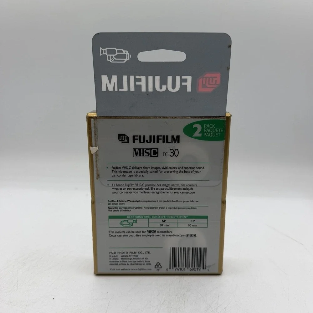 FujiFilm VHS-C Camcorder TC-30 Blank Tapes 2‎ Pack New